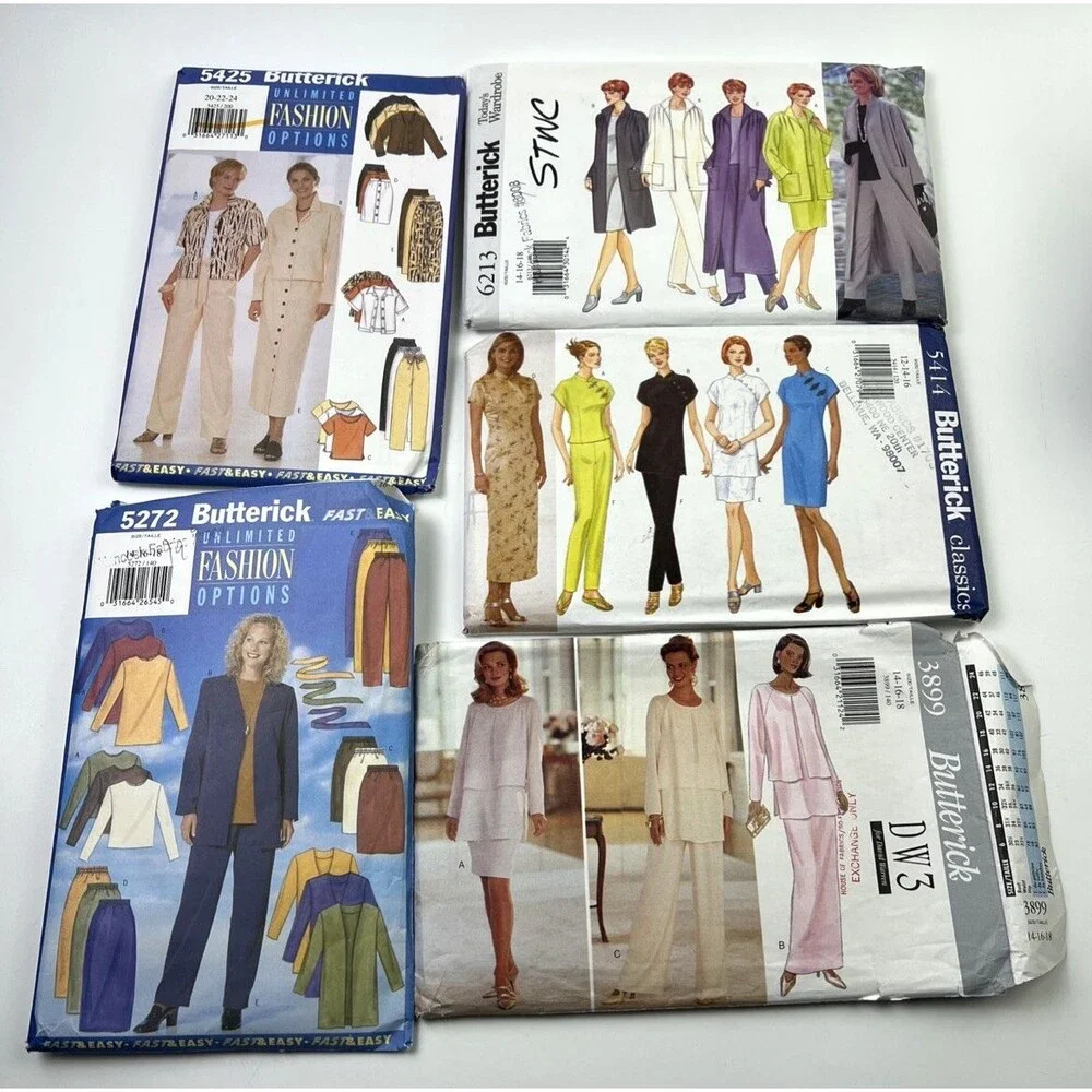 Lot of 5 Vintage Career / Outfit Sewing Patterns Butterick’s 1990s